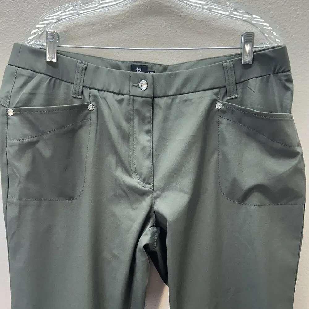 Daily Sports Pants‎ SZ 18 Green Lyric Quick Dry Performance Tapered Straight Leg